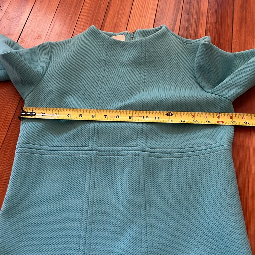 Vintage Turquoise Long Sleeve Wool Shift Dress - Picture 8 of 10